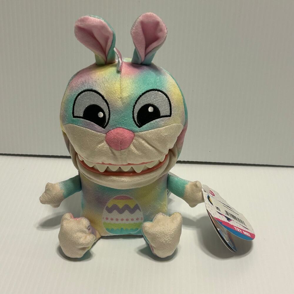 Chatter Chompers Bunny Tie-Dye Easter Plush Monster NWT ~ Sound & Talks great!